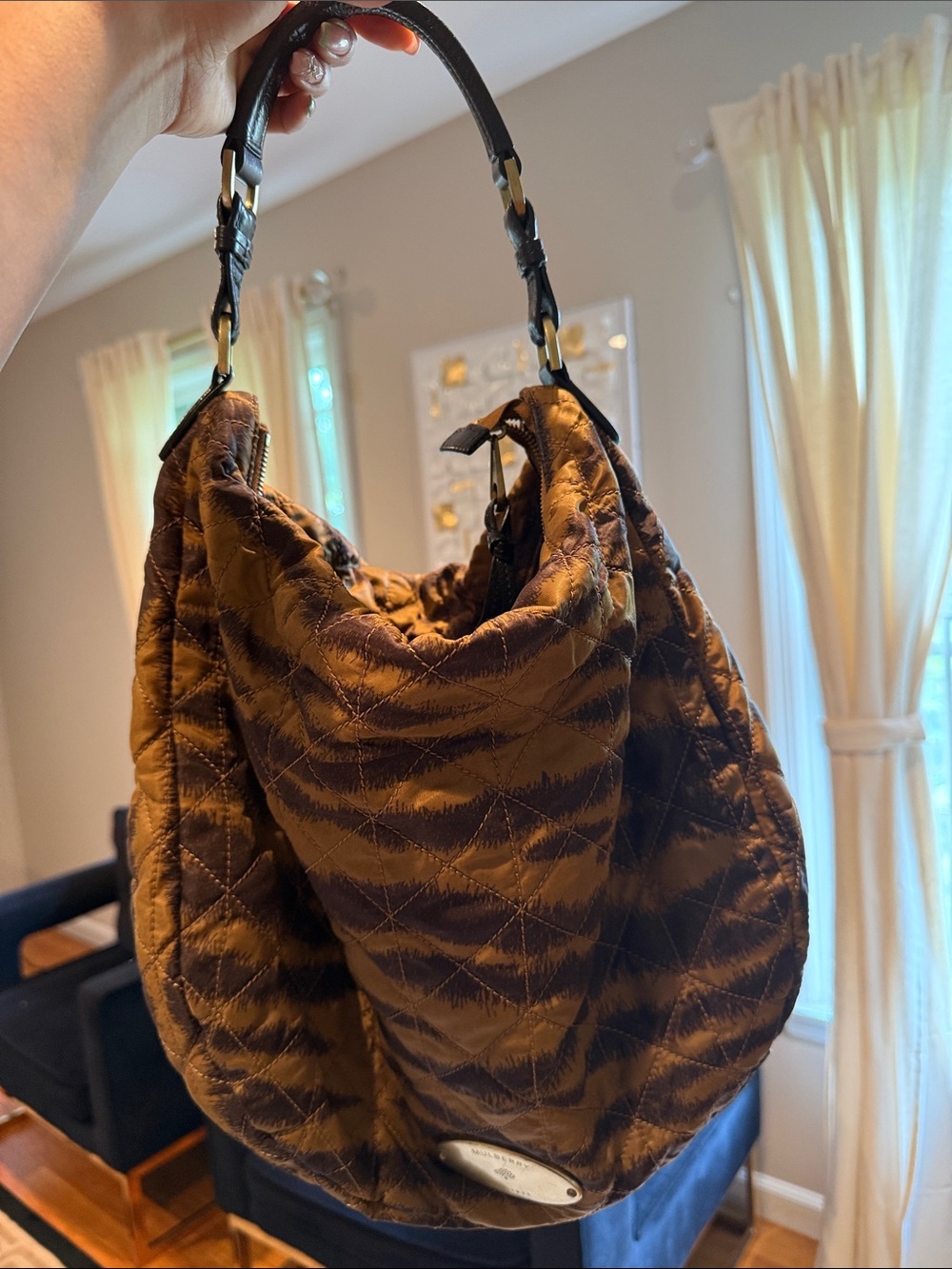 Mulberry Quilted Brown Shoulder Hobo Bag -
